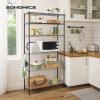 imageSONGMICS 5Tier Storage Shelves Wire Shelving Unit Kitchen Metal Shelves Storage Rack with Adjustable Shelves Shelf Liners 8 Hooks for Garage 118 x 157 x 476 Inches Black ULGR115B01Black