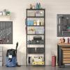 imageSONGMICS 5Tier Storage Shelves Wire Shelving Unit Kitchen Metal Shelves Storage Rack with Adjustable Shelves Shelf Liners 8 Hooks for Garage 118 x 157 x 476 Inches Black ULGR115B01Black