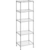 imageSONGMICS 5Tier Storage Shelves Wire Shelving Unit Kitchen Metal Shelves Storage Rack with Adjustable Shelves Shelf Liners 8 Hooks for Garage 118 x 157 x 476 Inches Black ULGR115B01Silver