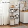 imageSONGMICS 5Tier Storage Shelves Wire Shelving Unit Kitchen Metal Shelves Storage Rack with Adjustable Shelves Shelf Liners 8 Hooks for Garage 118 x 157 x 476 Inches Black ULGR115B01Black