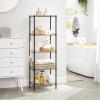 imageSONGMICS 5Tier Storage Shelves Wire Shelving Unit Kitchen Metal Shelves Storage Rack with Adjustable Shelves Shelf Liners 8 Hooks for Garage 118 x 157 x 476 Inches Black ULGR115B01Black