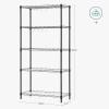 imageSONGMICS 5Tier Storage Shelves Wire Shelving Unit Kitchen Metal Shelves Storage Rack with Adjustable Shelves Shelf Liners 8 Hooks for Garage 118 x 157 x 476 Inches Black ULGR115B01Black
