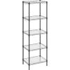imageSONGMICS 5Tier Storage Shelves Wire Shelving Unit Kitchen Metal Shelves Storage Rack with Adjustable Shelves Shelf Liners 8 Hooks for Garage 118 x 157 x 476 Inches Black ULGR115B01Black