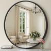 imageSONGMICS Bathroom Round Mirror for Wall 16 Inches Black Circle MirrorMetal Framefor Bathroom Over Sink Living Room Bedroom Entryway Hallway Ink Black ULWM104B01Ink Black