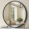 imageSONGMICS Bathroom Round Mirror for Wall 16 Inches Black Circle MirrorMetal Framefor Bathroom Over Sink Living Room Bedroom Entryway Hallway Ink Black ULWM104B01Ink Black