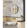 imageSONGMICS Bathroom Round Mirror for Wall 16 Inches Black Circle MirrorMetal Framefor Bathroom Over Sink Living Room Bedroom Entryway Hallway Ink Black ULWM104B01Ink Black