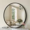 imageSONGMICS Bathroom Round Mirror for Wall 16 Inches Black Circle MirrorMetal Framefor Bathroom Over Sink Living Room Bedroom Entryway Hallway Ink Black ULWM104B01Ink Black