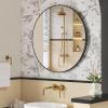 imageSONGMICS Bathroom Round Mirror for Wall 16 Inches Black Circle MirrorMetal Framefor Bathroom Over Sink Living Room Bedroom Entryway Hallway Ink Black ULWM104B01Ink Black