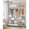 imageSONGMICS Cube Storage Organizer with Storage Boxes Set of 6Cube Organizer 6 Collapsible NonWoven Fabric Bins Customizable SpaceSaving Bedroom Ink Black and Dove Gray ULPC062B01Cloud White