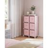 imageSONGMICS Cube Storage Organizer with Storage Boxes Set of 6Cube Organizer 6 Collapsible NonWoven Fabric Bins Customizable SpaceSaving Bedroom Ink Black and Dove Gray ULPC062B01Jelly Pink