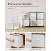 imageSONGMICS Cube Storage Organizer with Storage Boxes Set of 6Cube Organizer 6 Collapsible NonWoven Fabric Bins Customizable SpaceSaving Bedroom Ink Black and Dove Gray ULPC062B01Cloud White