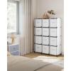 imageSONGMICS Cube Storage Organizer with Storage Boxes Set of 6Cube Organizer 6 Collapsible NonWoven Fabric Bins Customizable SpaceSaving Bedroom Ink Black and Dove Gray ULPC062B01Cloud White