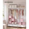 imageSONGMICS Cube Storage Organizer with Storage Boxes Set of 6Cube Organizer 6 Collapsible NonWoven Fabric Bins Customizable SpaceSaving Bedroom Ink Black and Dove Gray ULPC062B01Jelly Pink
