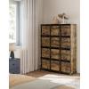 imageSONGMICS Cube Storage Organizer with Storage Boxes Set of 6Cube Organizer 6 Collapsible NonWoven Fabric Bins Customizable SpaceSaving Bedroom Ink Black and Dove Gray ULPC062B01Rustic Brown