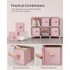 imageSONGMICS Cube Storage Organizer with Storage Boxes Set of 6Cube Organizer 6 Collapsible NonWoven Fabric Bins Customizable SpaceSaving Bedroom Ink Black and Dove Gray ULPC062B01Jelly Pink