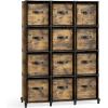 imageSONGMICS Cube Storage Organizer with Storage Boxes Set of 6Cube Organizer 6 Collapsible NonWoven Fabric Bins Customizable SpaceSaving Bedroom Ink Black and Dove Gray ULPC062B01Rustic Brown