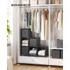 imageSONGMICS Cube Storage Organizer with Storage Boxes Set of 6Cube Organizer 6 Collapsible NonWoven Fabric Bins Customizable SpaceSaving Bedroom Ink Black and Dove Gray ULPC062B01Ink Black  Dove Gray