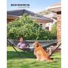 imageSONGMICS Double Hammock 984 x 591 Inches 660 lb Load Capacity with Hanging Straps Carabiners Carry Bag for Garden Outdoor Camping Blue and Yellow Stripes UGDC15YUBlack  Gray