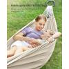imageSONGMICS Double Hammock 984 x 591 Inches 660 lb Load Capacity with Hanging Straps Carabiners Carry Bag for Garden Outdoor Camping Blue and Yellow Stripes UGDC15YUBeige