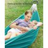 imageSONGMICS Double Hammock 984 x 591 Inches 660 lb Load Capacity with Hanging Straps Carabiners Carry Bag for Garden Outdoor Camping Blue and Yellow Stripes UGDC15YUTurquoise