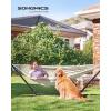 imageSONGMICS Double Hammock 984 x 591 Inches 660 lb Load Capacity with Hanging Straps Carabiners Carry Bag for Garden Outdoor Camping Blue and Yellow Stripes UGDC15YUBeige