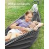 imageSONGMICS Double Hammock 984 x 591 Inches 660 lb Load Capacity with Hanging Straps Carabiners Carry Bag for Garden Outdoor Camping Blue and Yellow Stripes UGDC15YUBlack  Gray