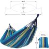 imageSONGMICS Double Hammock 984 x 591 Inches 660 lb Load Capacity with Hanging Straps Carabiners Carry Bag for Garden Outdoor Camping Blue and Yellow Stripes UGDC15YUBlue  Yellow Stripes