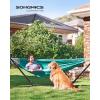 imageSONGMICS Double Hammock 984 x 591 Inches 660 lb Load Capacity with Hanging Straps Carabiners Carry Bag for Garden Outdoor Camping Blue and Yellow Stripes UGDC15YUTurquoise