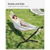 imageSONGMICS Double Hammock 984 x 591 Inches 660 lb Load Capacity with Hanging Straps Carabiners Carry Bag for Garden Outdoor Camping Blue and Yellow Stripes UGDC15YUBlack  Beige