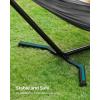 imageSONGMICS Double Hammock 984 x 591 Inches 660 lb Load Capacity with Hanging Straps Carabiners Carry Bag for Garden Outdoor Camping Blue and Yellow Stripes UGDC15YUBlack  Gray