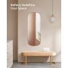 imageSONGMICS Full Length Wall Mirror Over The Door Mirror 472quot x 185quot Arched Hanging Mirror Frameless Glass Mirror Decor for Bedroom Living Room Dressing Room Black ULFM010B01Geometric