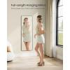 imageSONGMICS Full Length Wall Mirror Over The Door Mirror 472quot x 185quot Arched Hanging Mirror Frameless Glass Mirror Decor for Bedroom Living Room Dressing Room Black ULFM010B01Rectangle