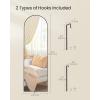 imageSONGMICS Full Length Wall Mirror Over The Door Mirror 472quot x 185quot Arched Hanging Mirror Frameless Glass Mirror Decor for Bedroom Living Room Dressing Room Black ULFM010B01Arched