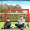 imageSONGMICS Kids Soccer Goals for Backyard 4x3 ft Portable Soccer Nets Training Equipment Toddler Soccer Goal with Carrying Bag for FieldRed