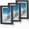 imageSONGMICS Picture Frames Set of 7 Pieces One 11 x 14 Inches Two 8 x 10 Inches Four 6 x 8 Inches with White Mat Real Glass for Multiple Photos Black URPF37BK5 x 7