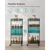 imageSONGMICS Slim Storage Cart 4Tier Metal Rolling Cart with Wheels Flexible Baskets Narrow Cart for Kitchen Bathroom Laundry Room Easy Assembly Black UBSC065B01Black