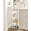 imageSONGMICS Slim Storage Cart 4Tier Metal Rolling Cart with Wheels Flexible Baskets Narrow Cart for Kitchen Bathroom Laundry Room Easy Assembly Black UBSC065B01White