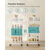 imageSONGMICS Slim Storage Cart 4Tier Metal Rolling Cart with Wheels Flexible Baskets Narrow Cart for Kitchen Bathroom Laundry Room Easy Assembly Black UBSC065B01White