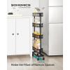 imageSONGMICS Slim Storage Cart 4Tier Metal Rolling Cart with Wheels Flexible Baskets Narrow Cart for Kitchen Bathroom Laundry Room Easy Assembly Black UBSC065B01Black