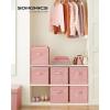 imageSONGMICS Storage Cubes 11Inch NonWoven Fabric Bins with Double Handles Set of 6 Closet Organizers for Shelves Foldable for Clothes Misty Blue UROB026I01Jelly Pink