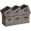 imageSONGMICS Storage Cubes 11Inch NonWoven Fabric Bins with Double Handles Set of 6 Closet Organizers for Shelves Foldable for Clothes Misty Blue UROB026I01Walnut Color