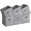 imageSONGMICS Storage Cubes 11Inch NonWoven Fabric Bins with Double Handles Set of 6 Closet Organizers for Shelves Foldable for Clothes Misty Blue UROB026I01Cattail Gray