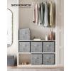 imageSONGMICS Storage Cubes 11Inch NonWoven Fabric Bins with Double Handles Set of 6 Closet Organizers for Shelves Foldable for Clothes Misty Blue UROB026I01Cattail Gray