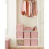 imageSONGMICS Storage Cubes 11Inch NonWoven Fabric Bins with Double Handles Set of 6 Closet Organizers for Shelves Foldable for Clothes Misty Blue UROB026I01Jelly Pink