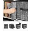imageSONGMICS Storage Cubes 11Inch NonWoven Fabric Bins with Double Handles Set of 6 Closet Organizers for Shelves Foldable for Clothes Misty Blue UROB026I01Classic Black
