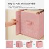 imageSONGMICS Storage Cubes 11Inch NonWoven Fabric Bins with Double Handles Set of 6 Closet Organizers for Shelves Foldable for Clothes Misty Blue UROB026I01Jelly Pink