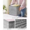 imageSONGMICS Storage Cubes 11Inch NonWoven Fabric Bins with Double Handles Set of 6 Closet Organizers for Shelves Foldable for Clothes Misty Blue UROB026I01Cattail Gray