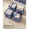 imageSONGMICS Storage Cubes 11Inch NonWoven Fabric Bins with Double Handles Set of 6 Closet Organizers for Shelves Foldable for Clothes Misty Blue UROB026I01Misty Blue