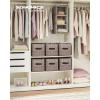 imageSONGMICS Storage Cubes 11Inch NonWoven Fabric Bins with Double Handles Set of 6 Closet Organizers for Shelves Foldable for Clothes Misty Blue UROB026I01Walnut Color