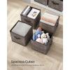 imageSONGMICS Storage Cubes 11Inch NonWoven Fabric Bins with Double Handles Set of 6 Closet Organizers for Shelves Foldable for Clothes Misty Blue UROB026I01Walnut Color